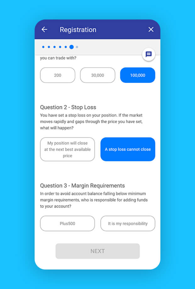 mobile screens of application questionnaire process - experience details