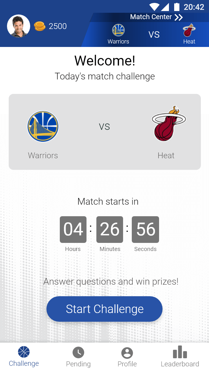 Sport-Quest app basketball welcome screen