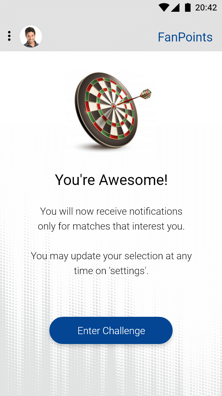 Sport-Quest personalization selection approve screen