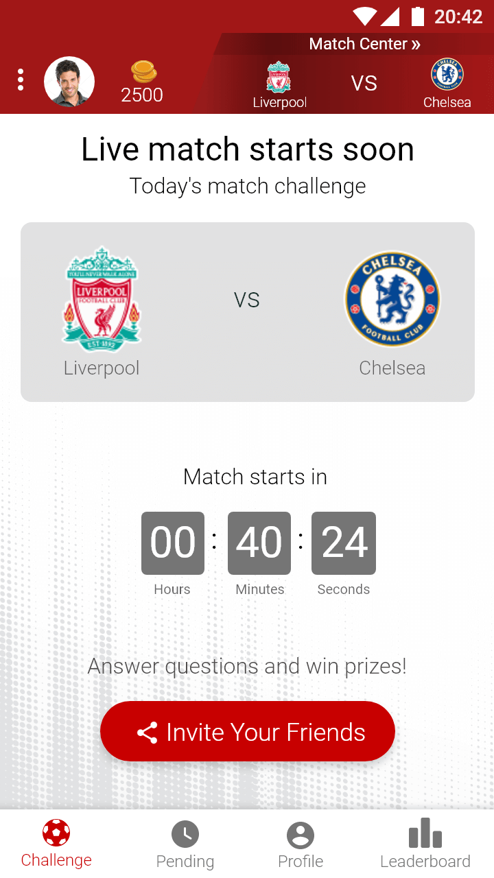 Sport-Quest app Welcome Quiz screen