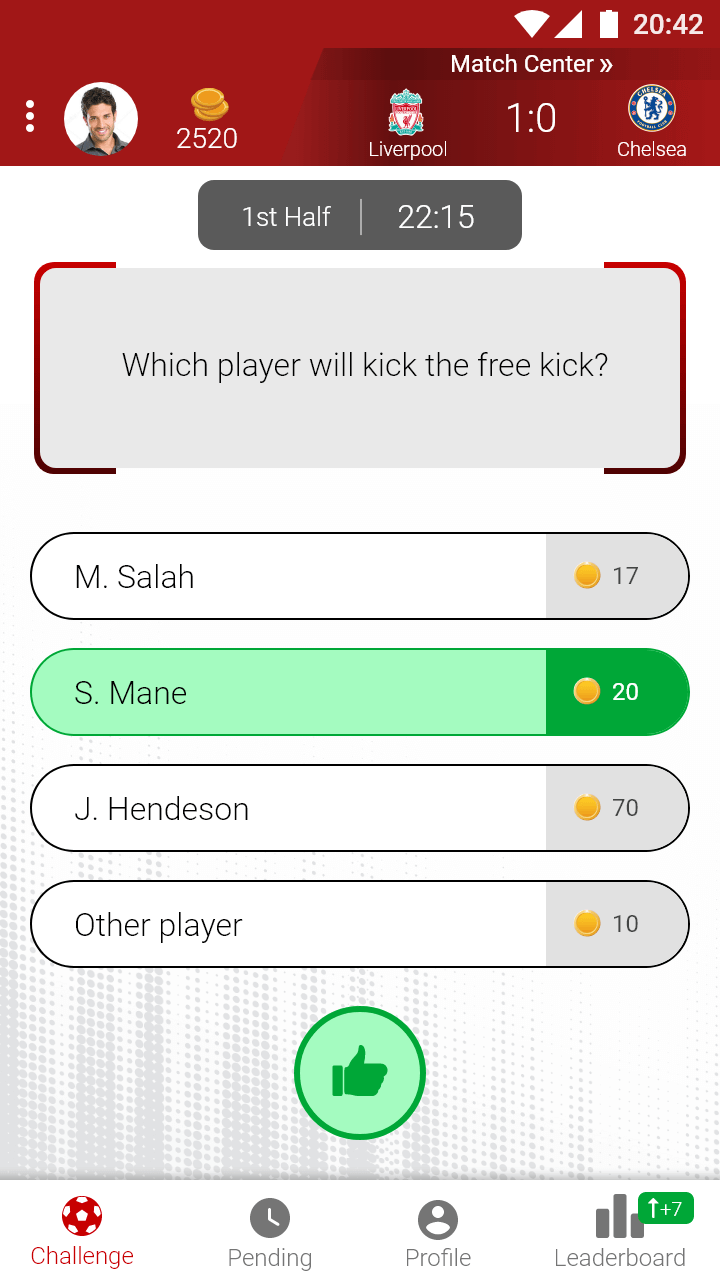 Sport-Quest app question screen correct