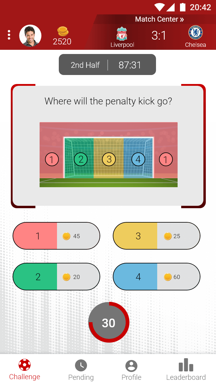 Sport-Quest app select area on image question screen