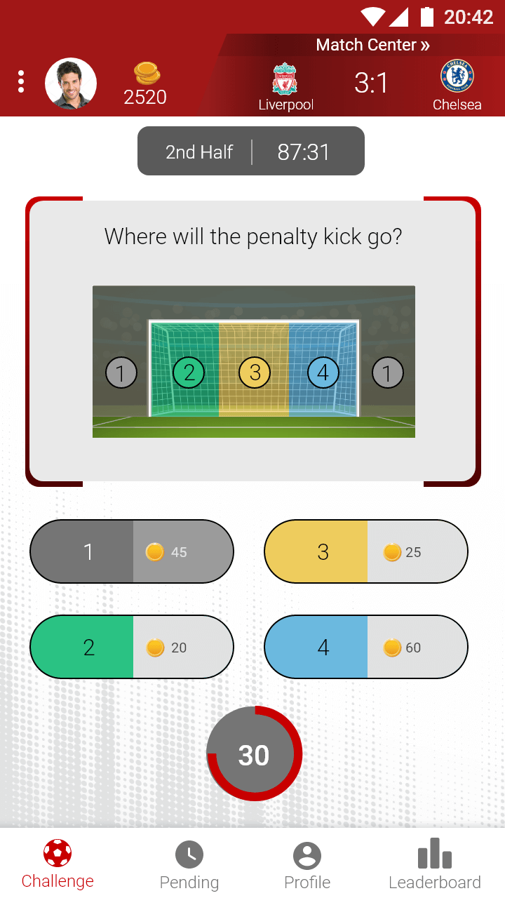 Sport-Quest app select area on image question screen selected