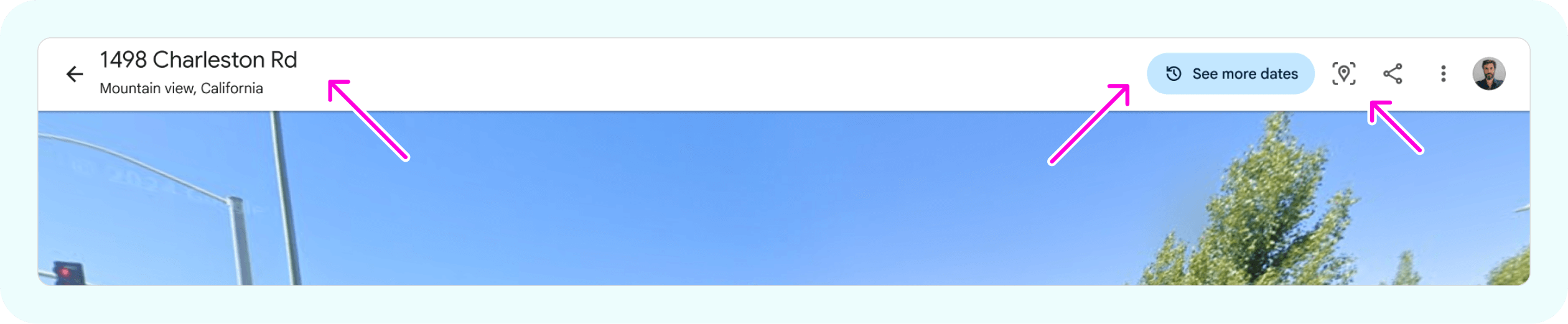 Google Earth Street View App bar
