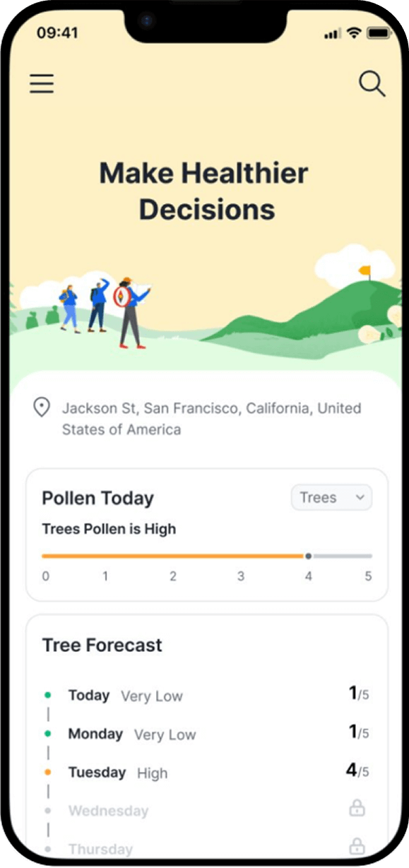 Breezometer Mobile Web App - Pollen mockup